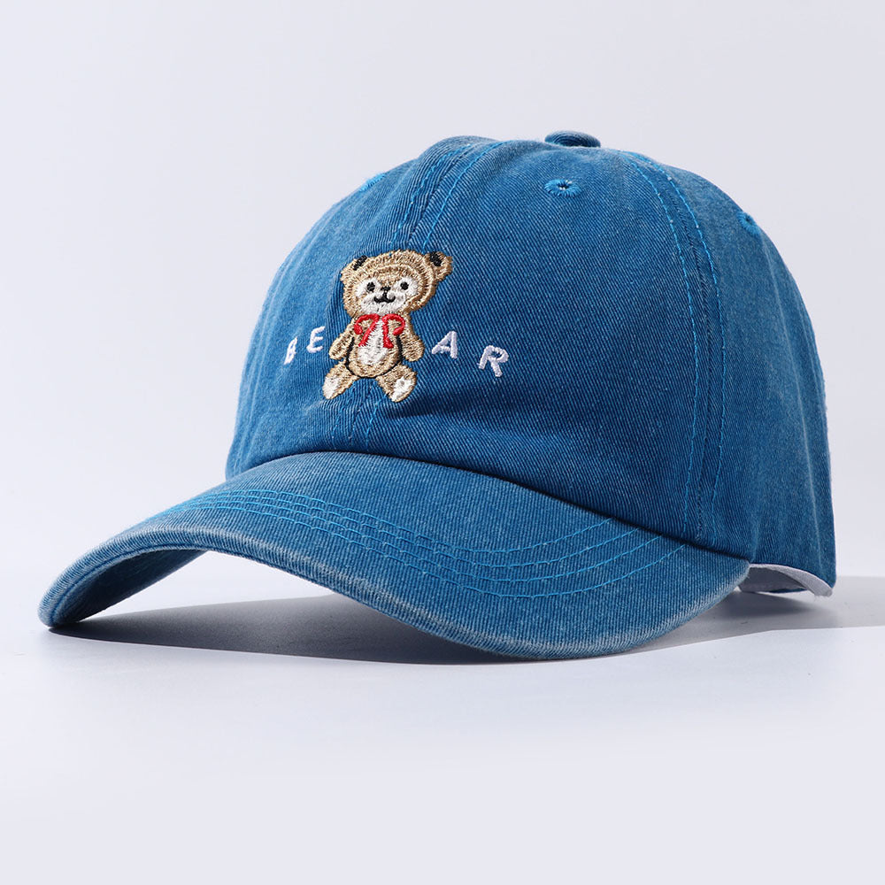 Women Cartoon Teddy Bear Embroidery Dad Hats Blue One Size