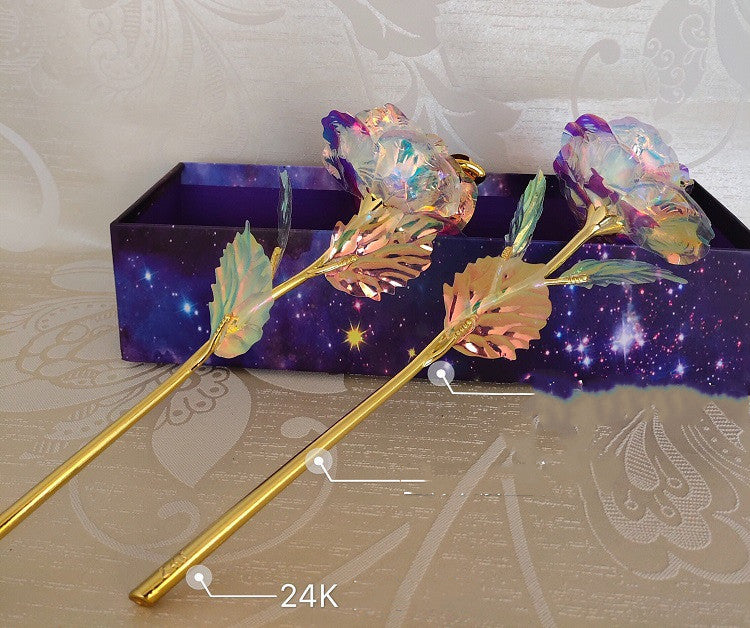 24K Luminous Color Gold Rose Flower Set Color nude flower