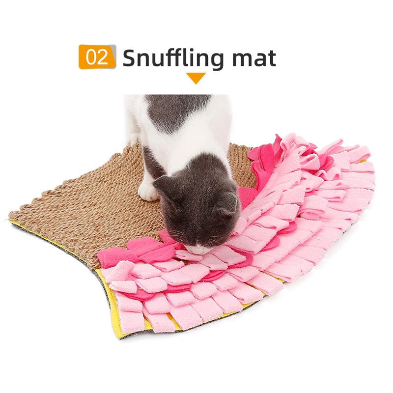 Natural Jute Puzzle Sniff Food Cat Mat Blanket