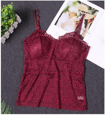 Sexy lace tube top underwear women Wine red One size
