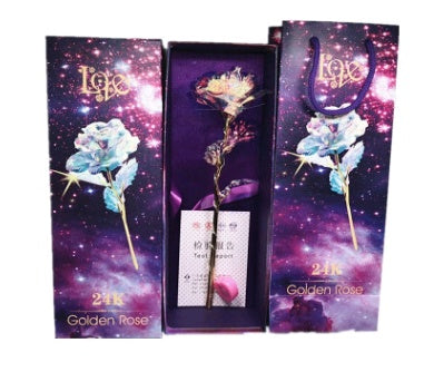 24K Luminous Color Gold Rose Flower Set Remote Control Switch