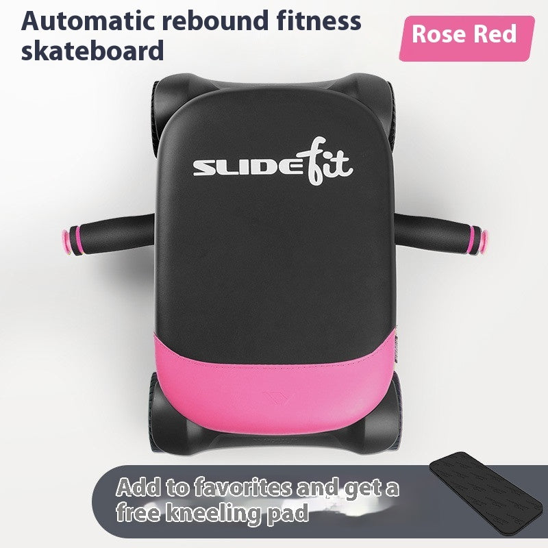 Four-wheel Automatic Rebound Abdominal Wheel Home Fitness Equipment Light Pink