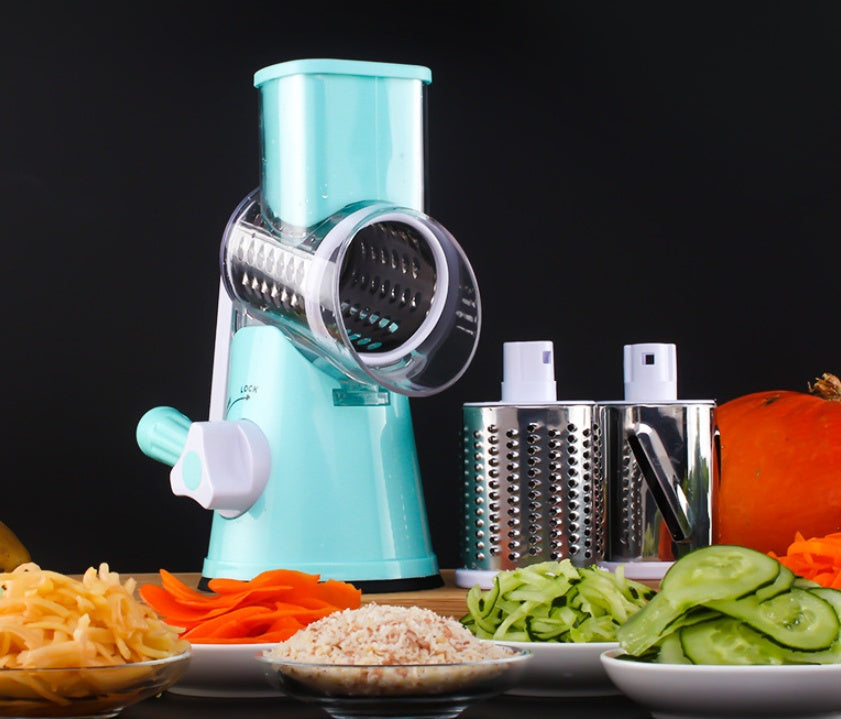 Manual Kitchen Accessories Multifunctional Round Mandoline Potato Slicer Vegetable Cutter Slicer Cheese Kitchen Gadgets Blue