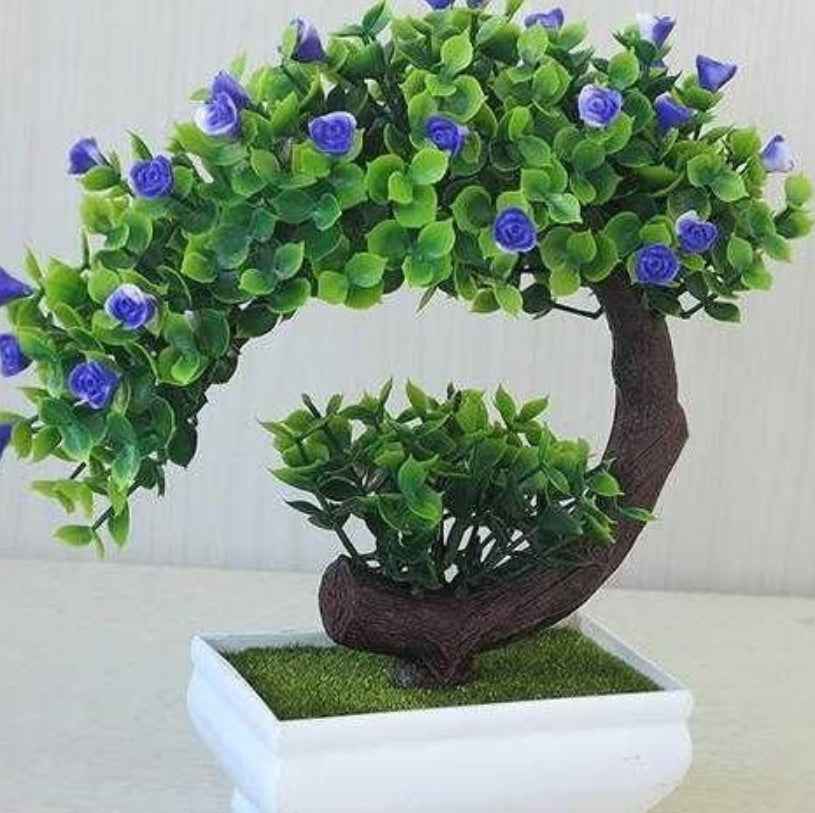 Plastic bonsai with fake flowers Lavender