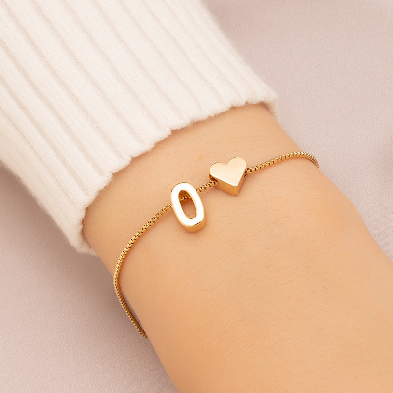 Bracelet Heart-shaped English Letters LETTER O