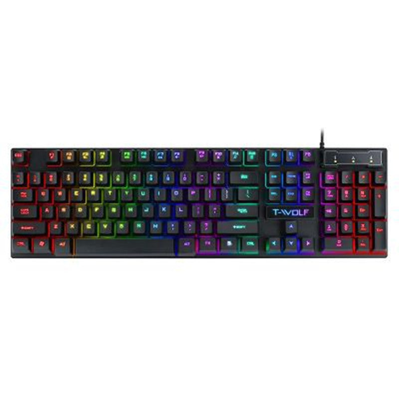 Gaming Usb Luminous Wired Keyboard Floating Manipulator T20 BLACK