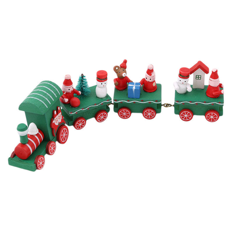 4pcs Mini Wood Train Toys B Green