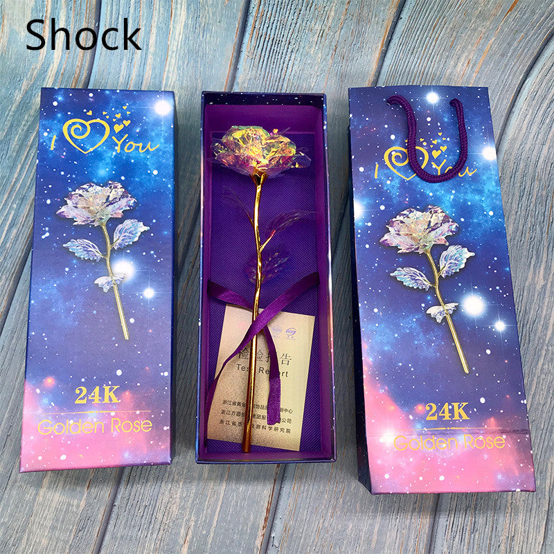24K Luminous Color Gold Rose Flower Set Shock gold blue pack
