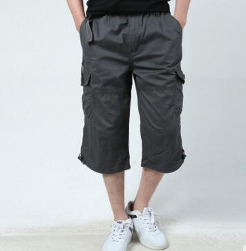 Men's Summer Leisure Cropped Cotton Pants Light Gray