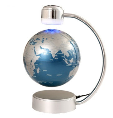 8 inch globe magnetic suspension office decoration company gift novelty creative birthday gift Silver blue 6 inches