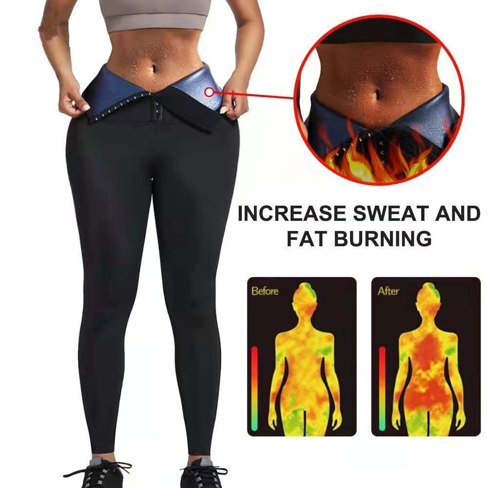 Sauna Long Pants Fitness Exercise Hot Thermo Sweat Leggings Training Slimming Pant Blue film coating