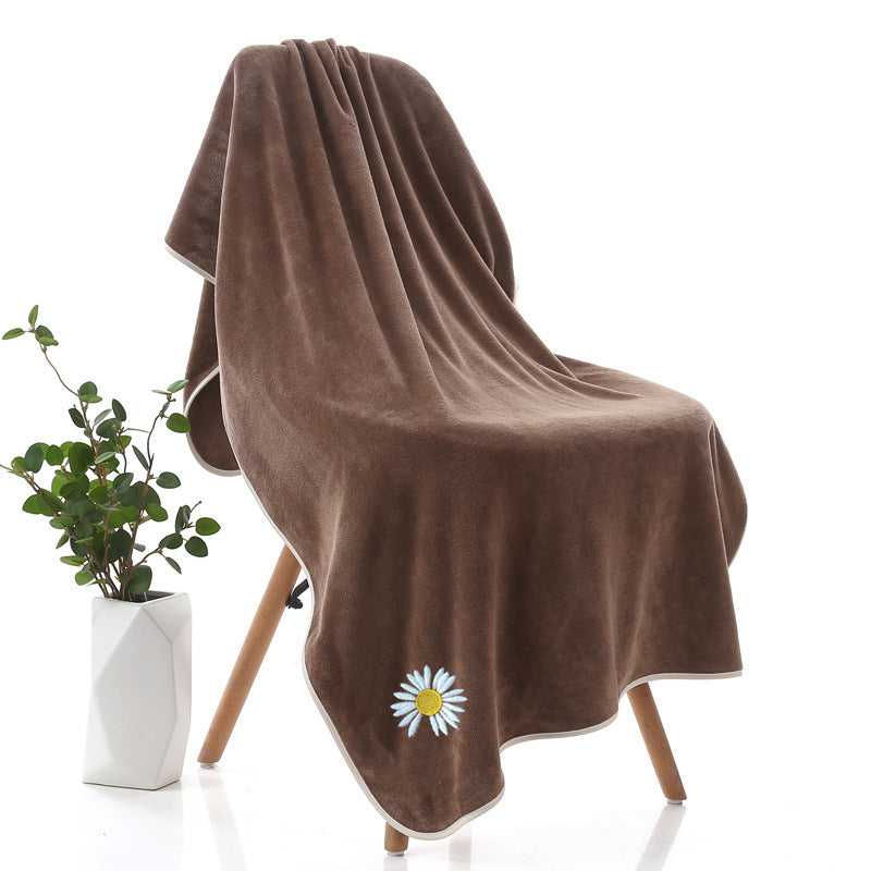 Thickened Youth Pie Microfiber Daisy Bath Towel Brown Daisy