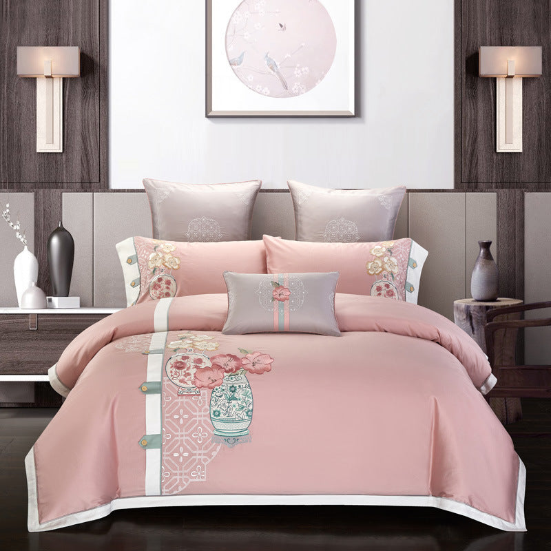 Four-piece cotton embroidery embroidery home textile Vase