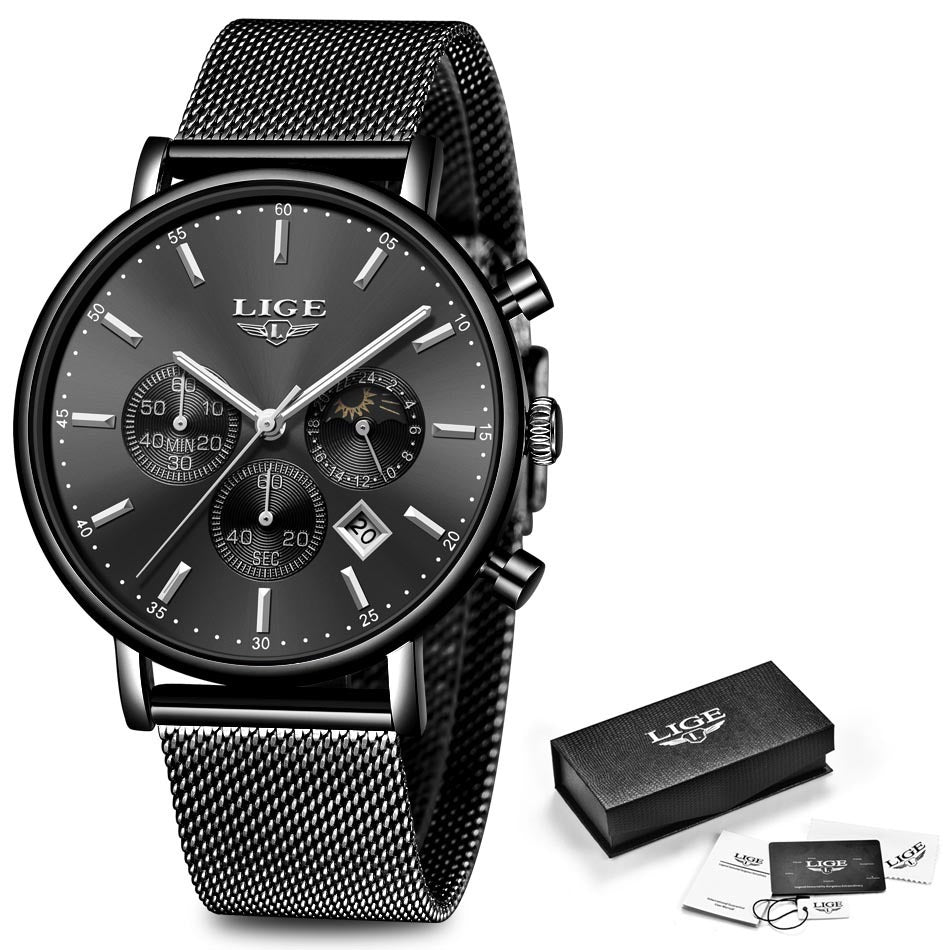 Quartz Watch Business Sports Watch Black