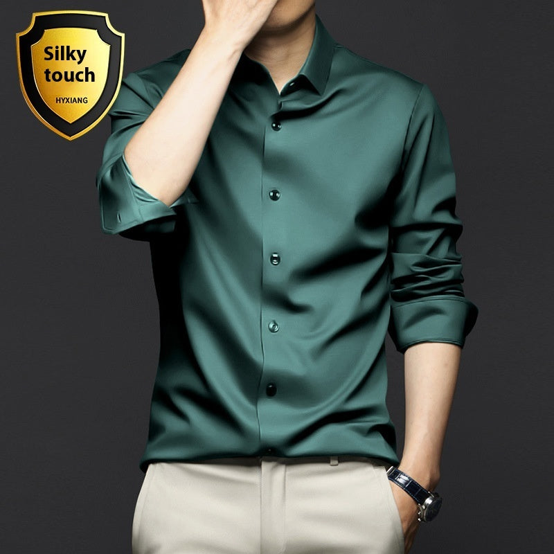 Long Sleeve Shirt Men's Anti-wrinkle Non-ironing Business Clothing Shirt C2128 13 Dark Green
