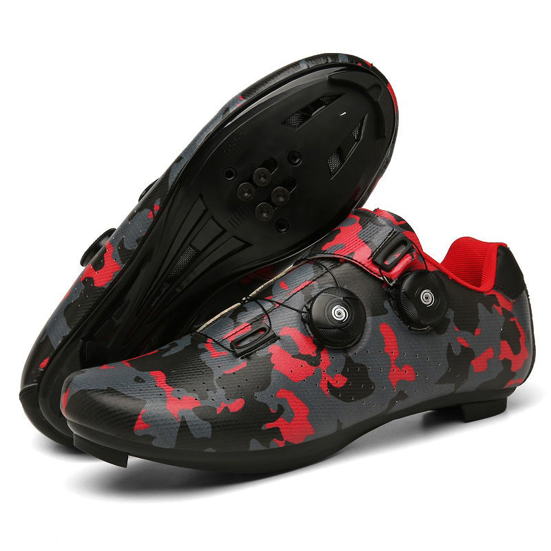 Outdoor Sports Road Bike Shoes With Lock Camouflage red