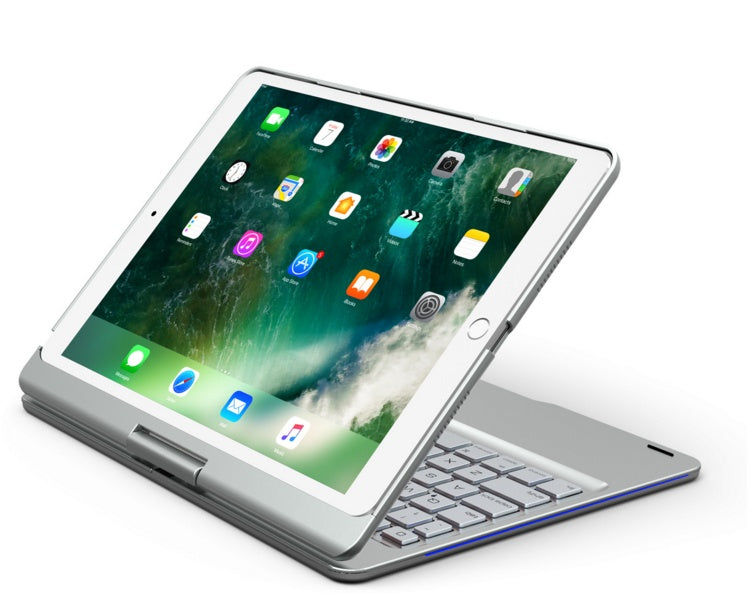 Compatible with Apple, Five ipad universal 360 degree rotating with breathing light Bluetooth keyboard Gray