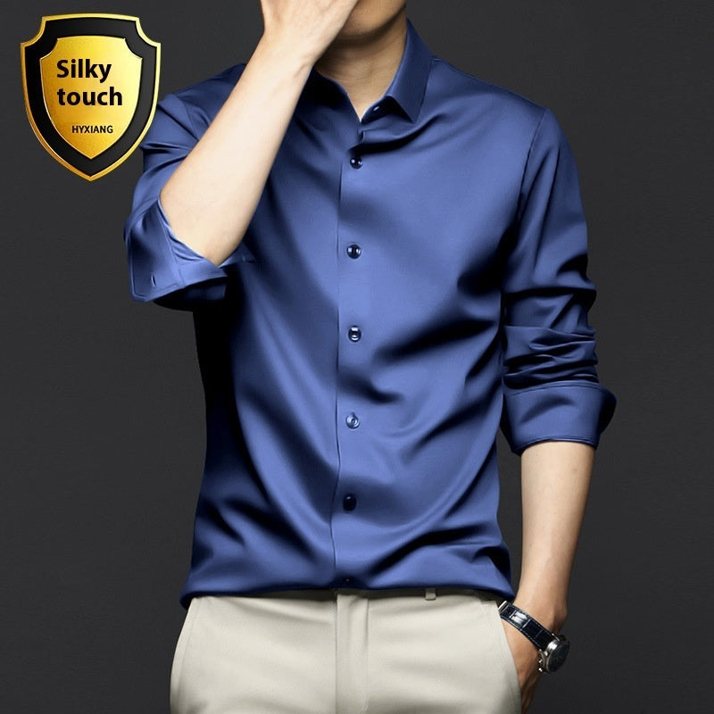 Long Sleeve Shirt Men's Anti-wrinkle Non-ironing Business Clothing Shirt C2128 5 Navy Blue
