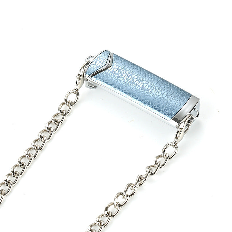 Universal Crossbody Phone Lanyard Chain Back Clip Detachable Silver blue