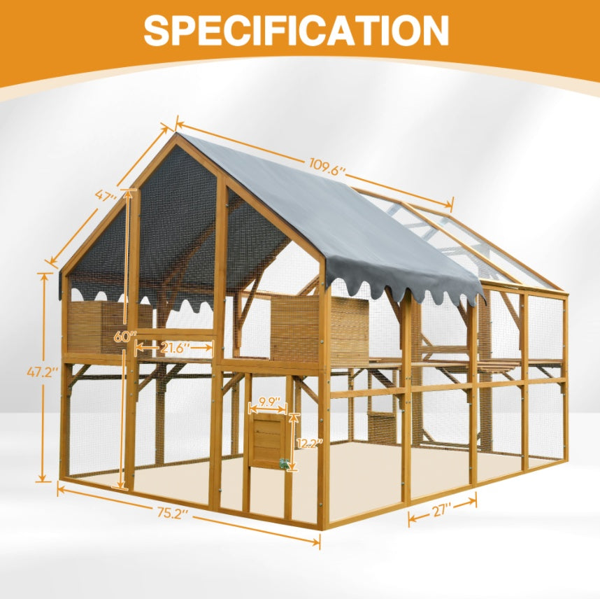 Outdoor Cat House Cat Enclosures 110 Large Kitten Playpen With Platforms,Upgrad