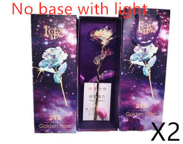 24K Luminous Color Gold Rose Flower Set No base with lightX2
