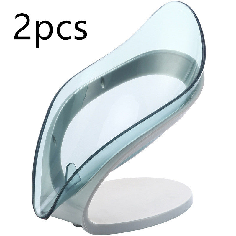 Bathroom Soap Holder Leaf Shape Soap Box Kitchen Dish Storage Box Non-slip Drain Soap Storage Case Container Bathroom Accessorie Blue 2pcs