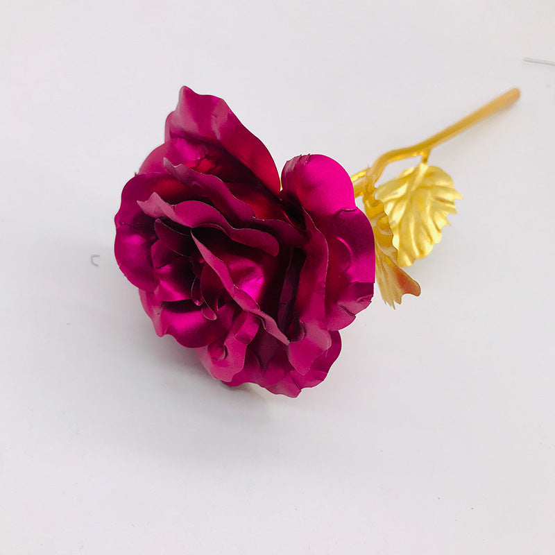 24K Luminous Color Gold Rose Flower Set Rose red nude flower