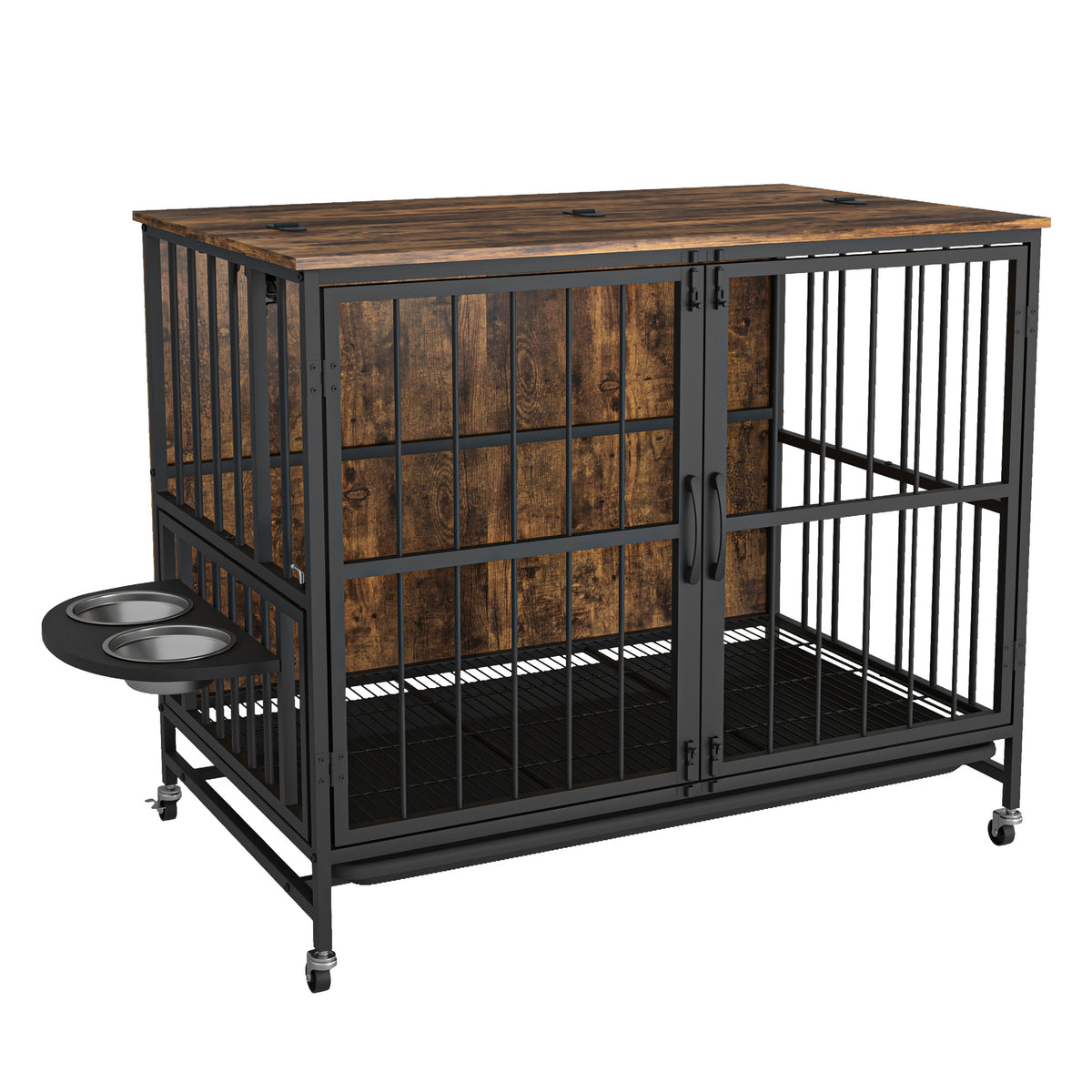 Multifunctional Dog Cage Furniture With Removable Trays Brown