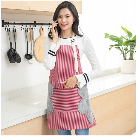 Women Aprons Waterproof Adjustable Neck Strap Absorbent Cooking Gardening BBQ Baking Sleeveless Kitchen Apron with Pocket Red