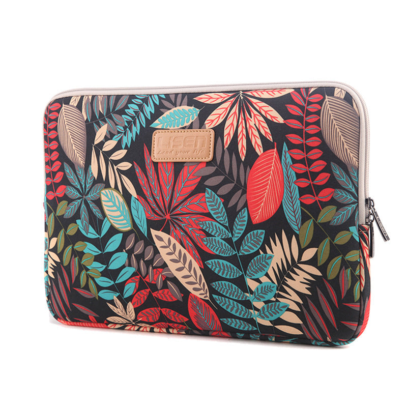 LISEN Colorful Leaf Notebook Sleeve Bag Inch 15.6 Inch Computer Bag Black bottom