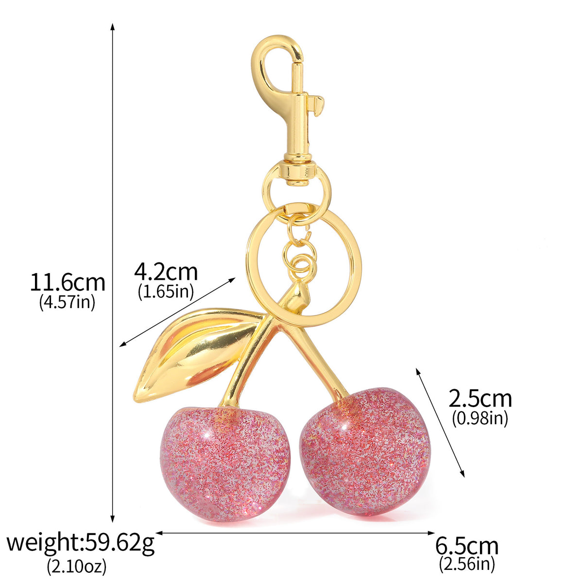 A Pair Of Red Cherry Crystal Bag Glitter Keychain K0085802 Independent Packaging