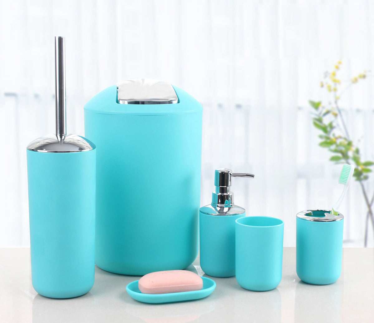 Six piece Bathroom Set Blue