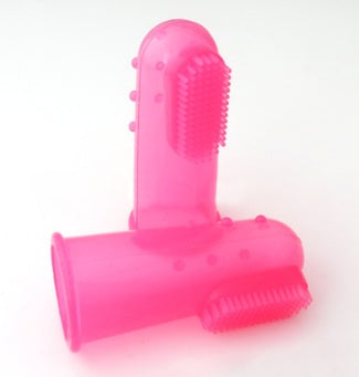 Super Soft Pet Finger Toothbrush Clear Pink