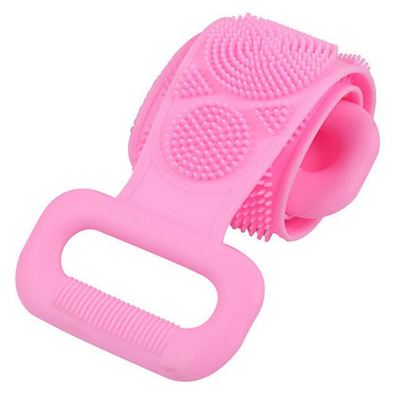 Long silicone bath towel bath rub back massage Pink A