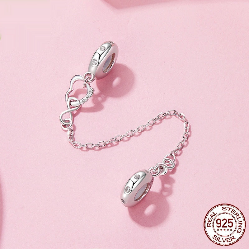 Silver Ziyun Infinite Love Silicone Safety Chain 925 Silver DIY Bracelet String Beads Sub-accessories Charm Mother's Day