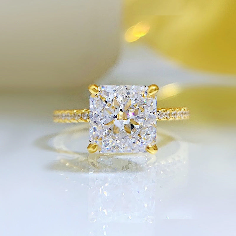European And American Luxury Ice Flower High Carbon Diamond Gold