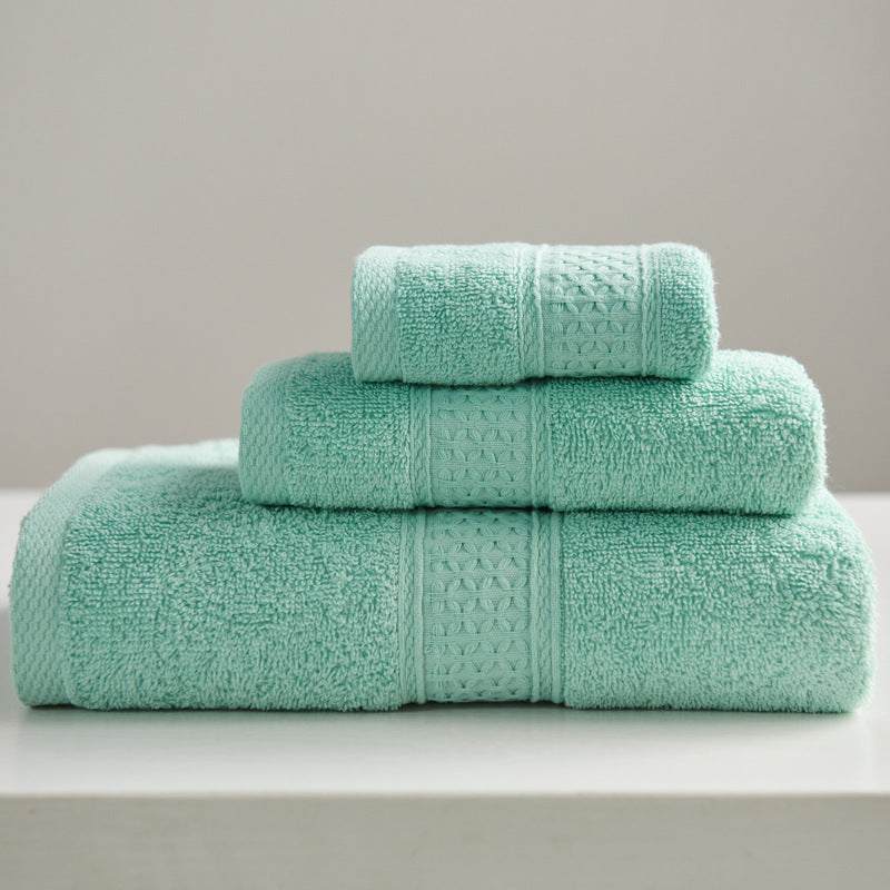 Minimalist Style Square Towel Towel Bath Towel Set Towel Pure Cotton Olive green 3piece set