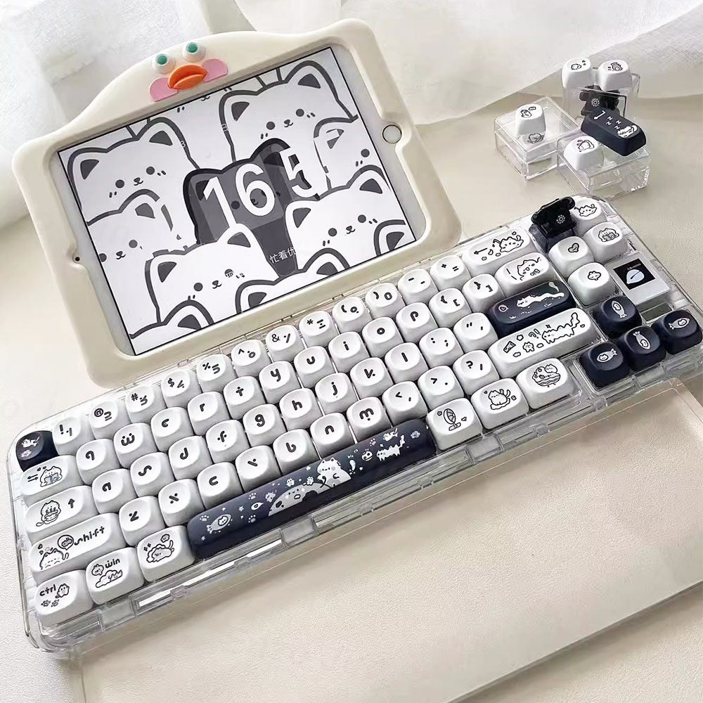 Kitten's Fantasy Key Cap MOA Height Flat Chest Height Black And White Cat Cute Key Cap In Stock 1Set