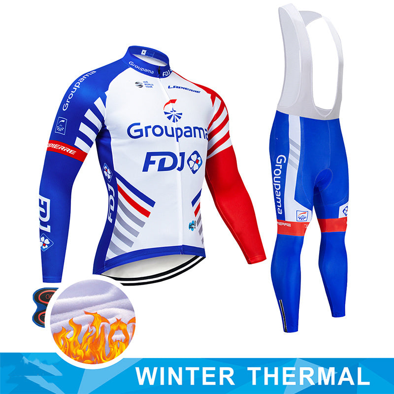 Fleece Jersey Winter Warm Long-sleeved Jersey Team Uniform Blue