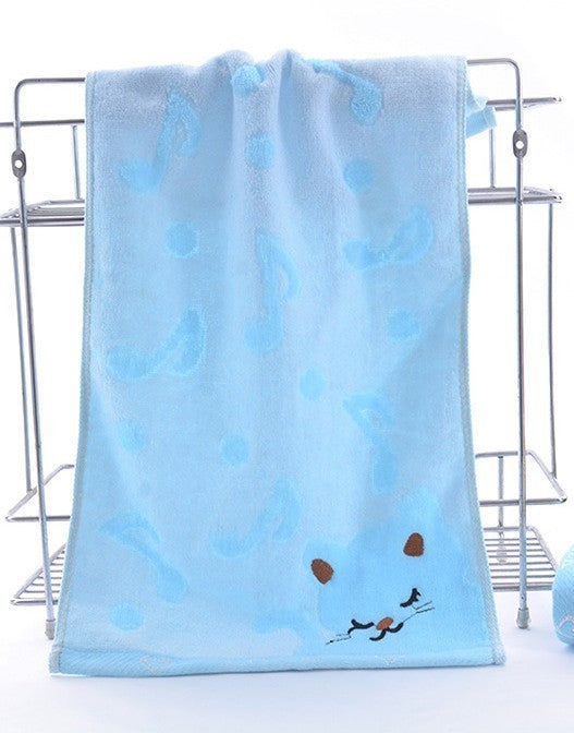 Bamboo Fiber Kitten Face Bath Towels Blue