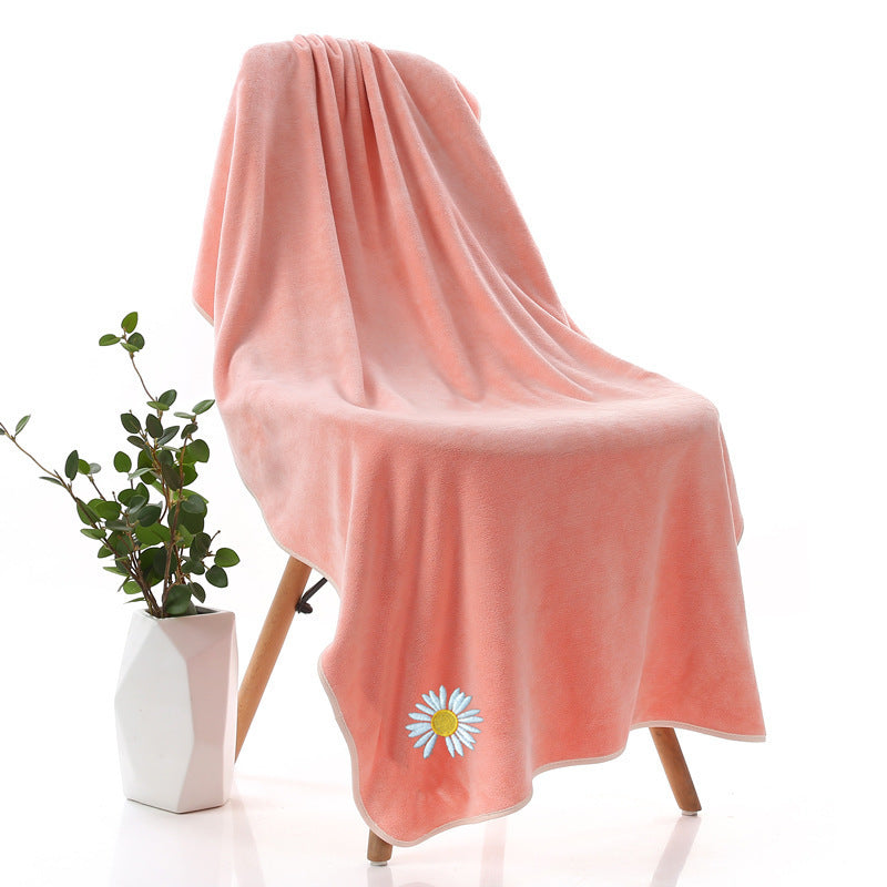Thickened Youth Pie Microfiber Daisy Bath Towel Pink Daisy