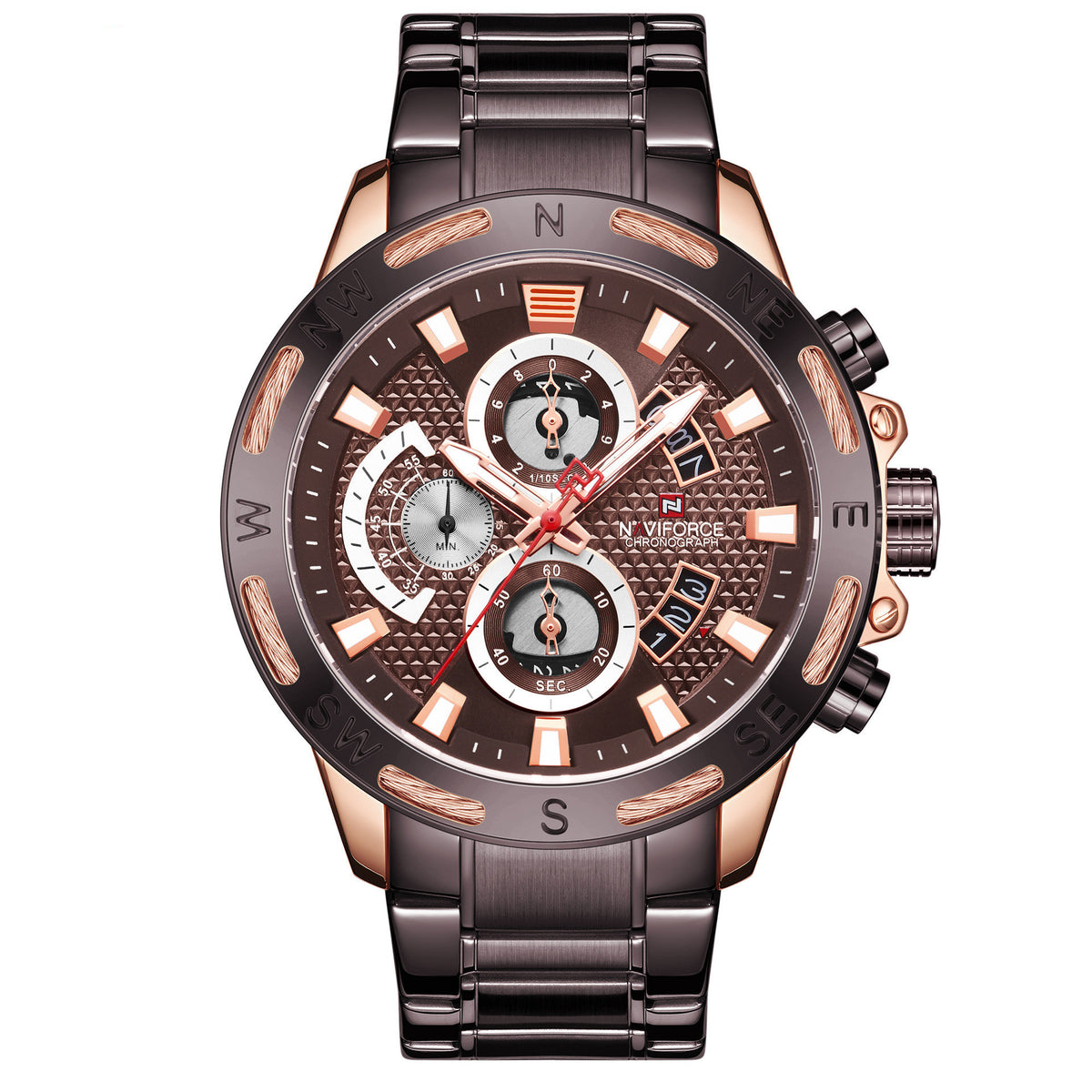 Men's Watch Men's Multifunctional Waterproof Quartz Watch Men's Watch Coffee color