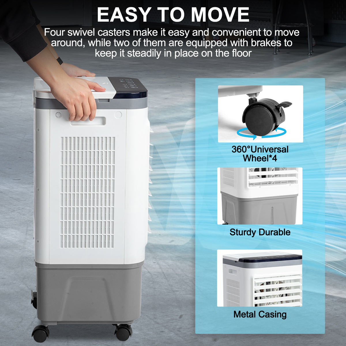 American Specification, Evaporative Air Cooler, Fan, Cooling And Humidification 3-in-1, 12-hour Timer