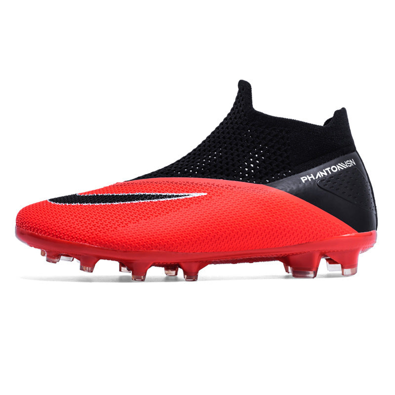 Football Shoes New High - Top Flying Socks Shoes Red