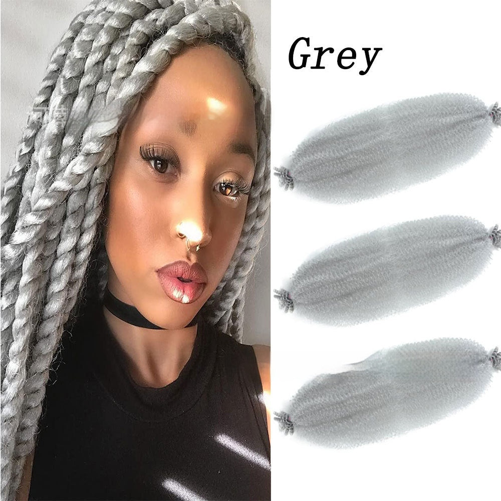 Wig Crochet Hair Springy Afro Twist Hair Chemical Fiber Wig Dreadlocks Grey