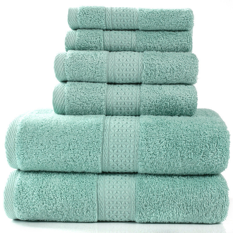 Cotton absorbent towel set of 3 pieces and 6 pieces Bamboo green Q6pcs
