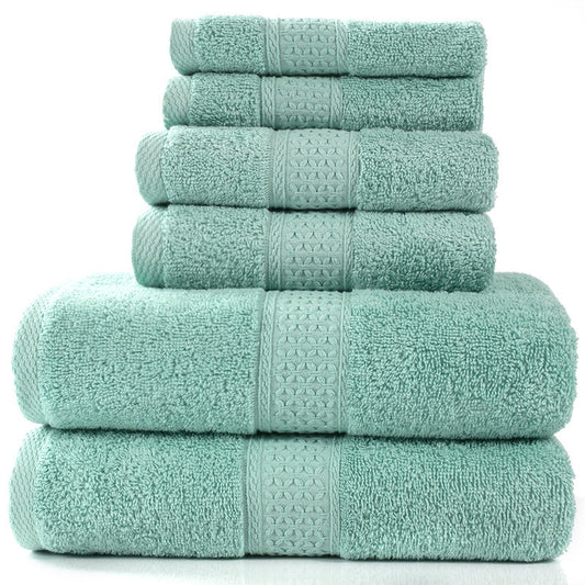 Cotton absorbent towel set of 3 pieces and 6 pieces Bamboo green Q6pcs