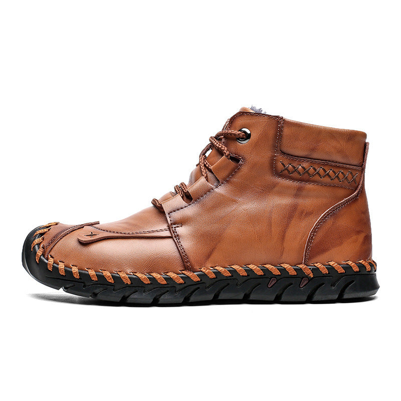 Leather shoes leather men casual shoes Yellow brown A
