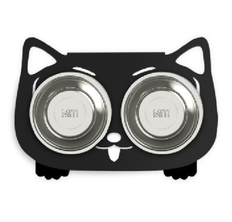 Anti-falling Cat Dog Feeding Water Bowl Black Style1