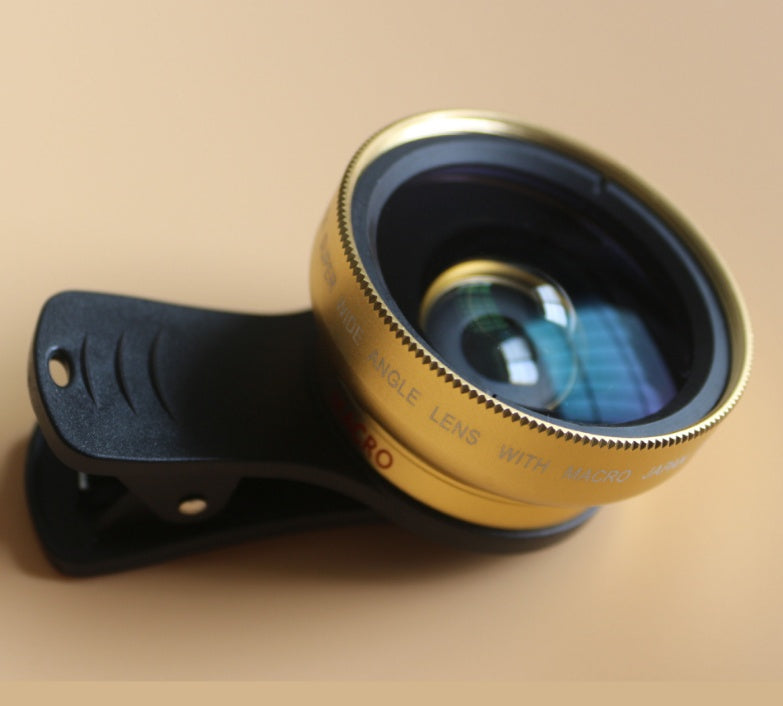 Phone Lens kit 0.45x Super Wide Angle & 12.5x Super Macro Lens HD Camera Lentes Gold